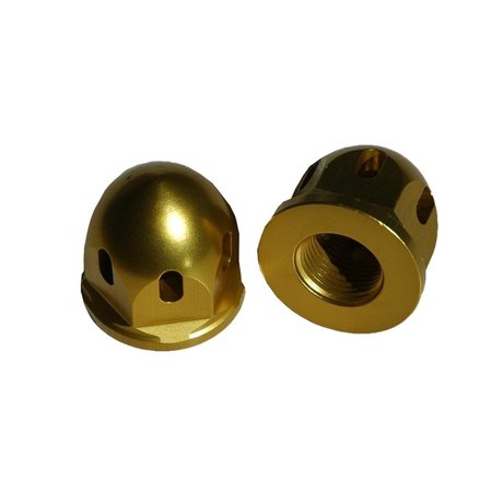 DURABLUE 2 Piece Axle End Nut Alum Bullet 18 x 15 mm Gold Anodize 201818g